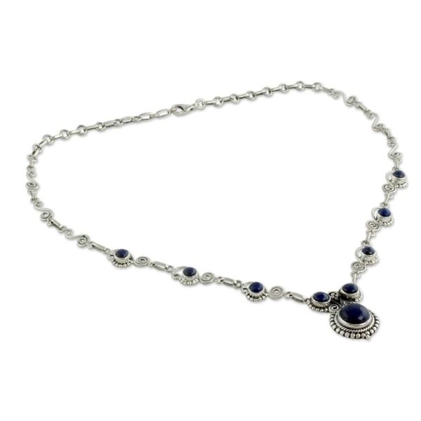 Alternate image for Indian Sterling Silver and Lapis Lazuli Necklace Meerut Magic