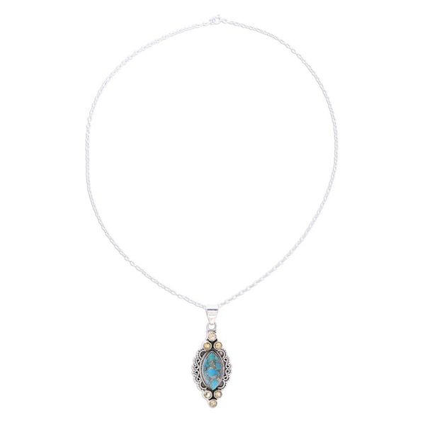 Alternate image for Sterling Silver Citrine Composite Turquoise Ocean Necklace Ocean in Sunlight