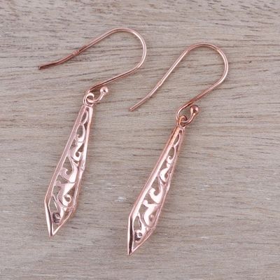 Alternate image for Rose Gold Plated Sterling Silver Dangle Earrings from India Sword of Delhi