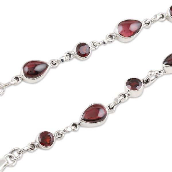 Alternate image for Garnet and Sterling Silver Link Bracelet Crimson Simplicity