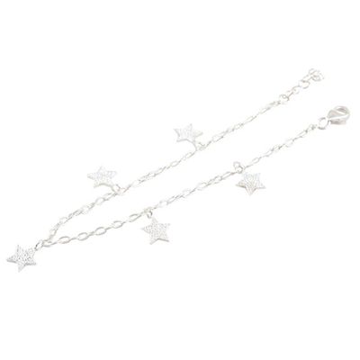 Alternate image for Hand Crafted Sterling Silver Charm Bracelet from India Dancing Stars