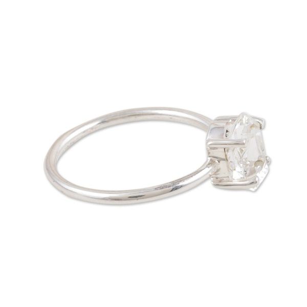 Alternate image for Polished Sterling Silver Solitaire Ring with Clear Quartz Soul Purity