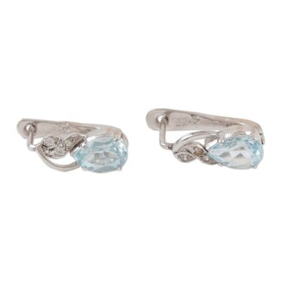 Alternate image for Rhodium-Plated Blue Topaz Drop Earrings Free People in Blue