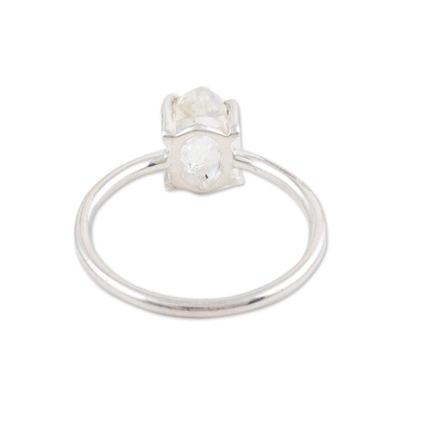 Alternate image for Polished Sterling Silver Solitaire Ring with Clear Quartz Soul Purity