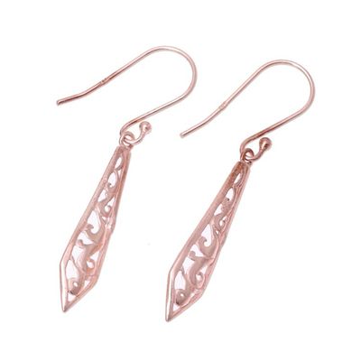 Alternate image for Rose Gold Plated Sterling Silver Dangle Earrings from India Sword of Delhi