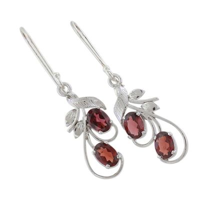 Alternate image for Handcrafted Garnet and Sterling Silver Dangle Earrings Crimson Passion