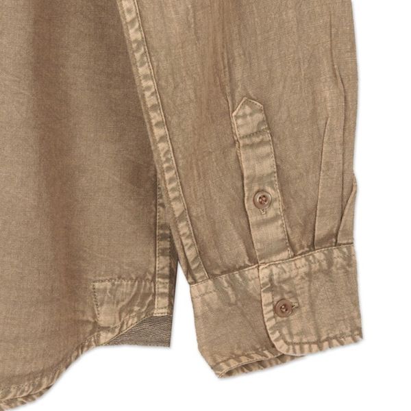 Alternate image for Mens Long-Sleeved Cotton Shirt in Khaki from India Casual Flair in Khaki