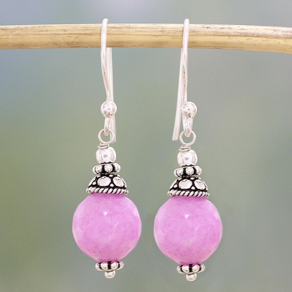 Pink Aventurine and Sterling Silver Dangle Earrings 'Delightful Pink'