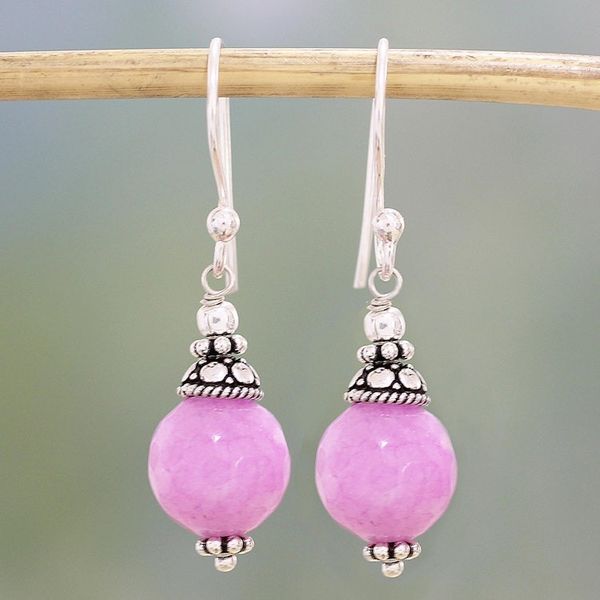 Alternate image for Pink Aventurine and Sterling Silver Dangle Earrings Delightful Pink