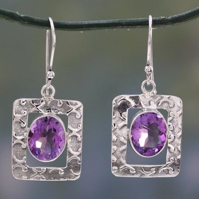 Alternate image for Amethyst Earrings from India Sterling Silver Jewelry Hypnotic Intuition
