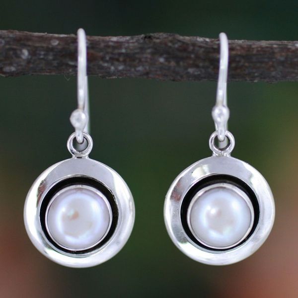 Alternate image for Artisan Pearl Jewelry Earrings from India Jaipur Magic Moon