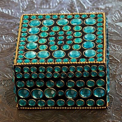 Alternate image for Bejeweled box Aqua Glitz