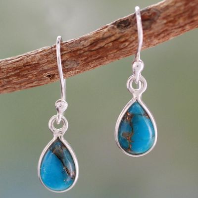 Alternate image for Composite Turquoise on Sterling Silver Earrings Beautiful Blue Goddess