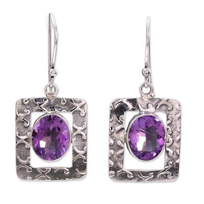 Alternate image for Amethyst Earrings from India Sterling Silver Jewelry Hypnotic Intuition