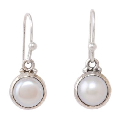 Alternate image for Cream Cultured Pearl and Sterling Silver Dangle Earrings Happy Pearl