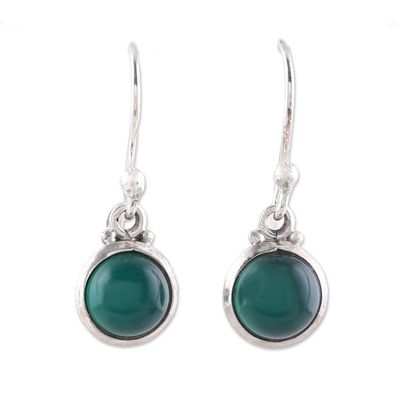 Alternate image for Round Green Onyx Dangle Earrings from India Happy Glow
