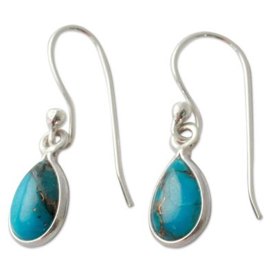 Alternate image for Composite Turquoise on Sterling Silver Earrings Beautiful Blue Goddess