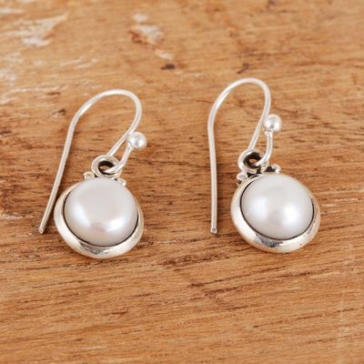 Alternate image for Cream Cultured Pearl and Sterling Silver Dangle Earrings Happy Pearl