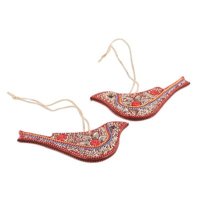 Alternate image for Handcrafted Beaded Bird Ornaments Set of 4 Birds of Bollywood