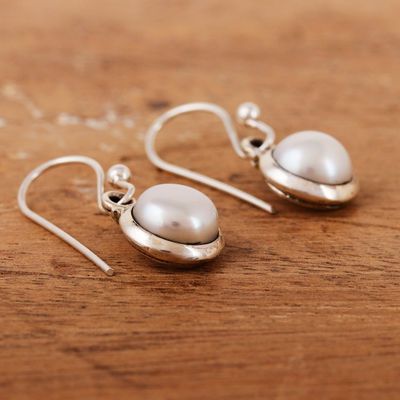 Alternate image for Cream Cultured Pearl and Sterling Silver Dangle Earrings Happy Pearl