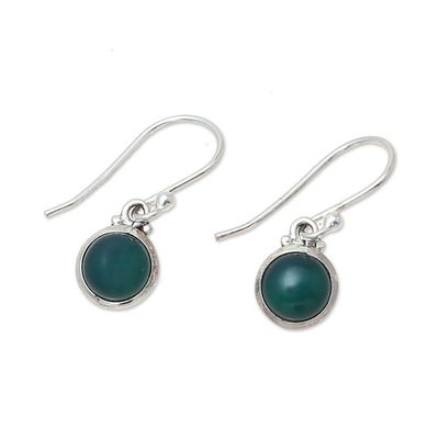 Alternate image for Round Green Onyx Dangle Earrings from India Happy Glow