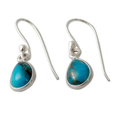 Alternate image for Composite Turquoise on Sterling Silver Earrings Beautiful Blue Goddess