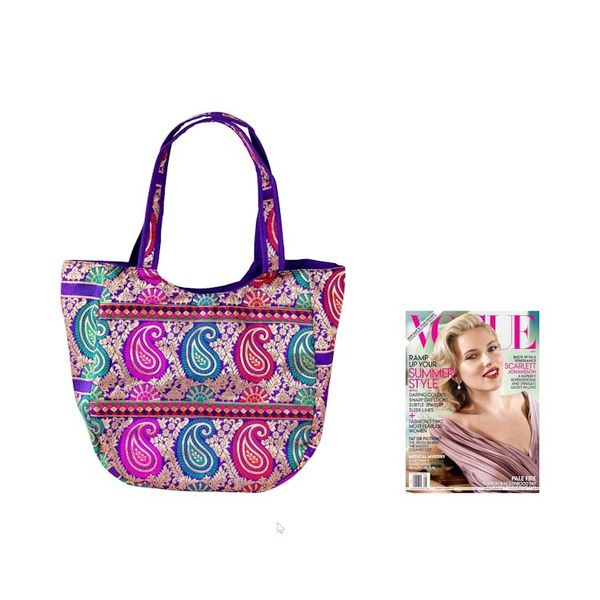 Alternate image for Multicolored Brocade Shoulder Bag by Indian Artisan Paisley Parade