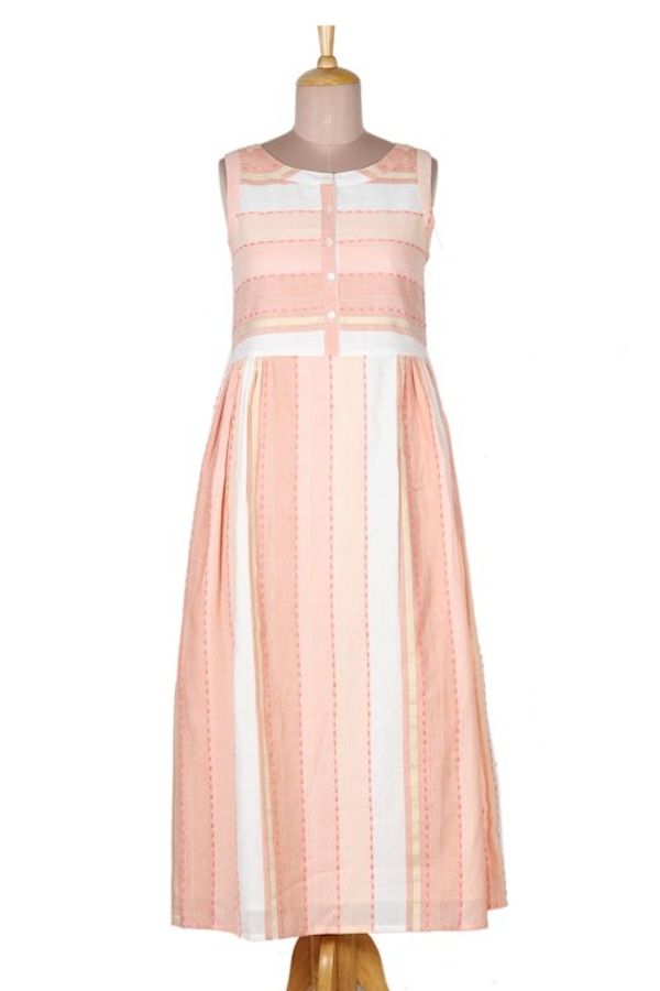Alternate image for Hand Crafted Striped Cotton Sundress Horizon in Peach