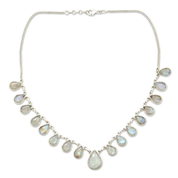 Alternate image for Hand Made Moonstone Jewelry Sterling Silver Necklace Luminous Light