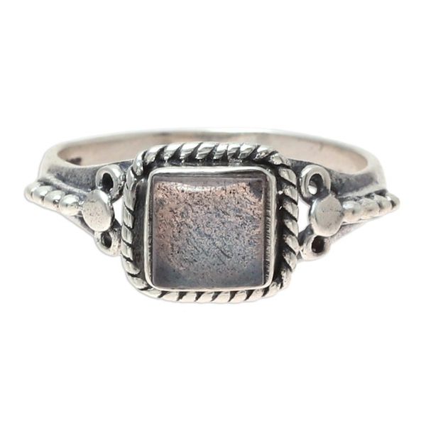 Alternate image for Square Labradorite Cocktail Ring Crafted in India Misty Depths