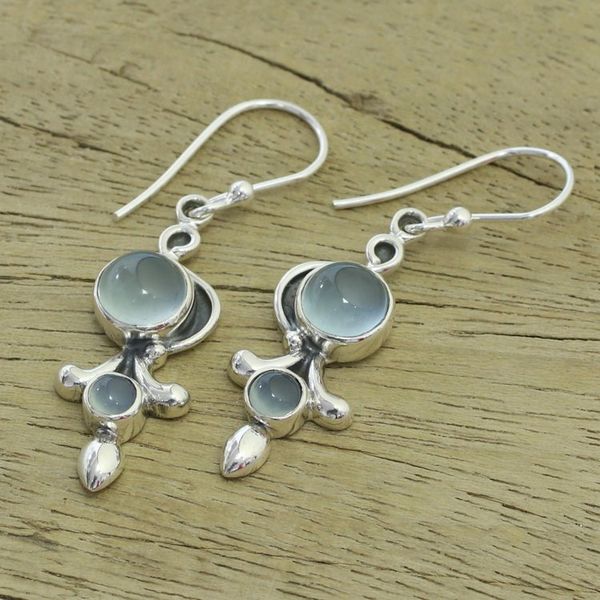 Alternate image for Sterling Silver and Chalcedony Earrings India Jewelry Sky Garland