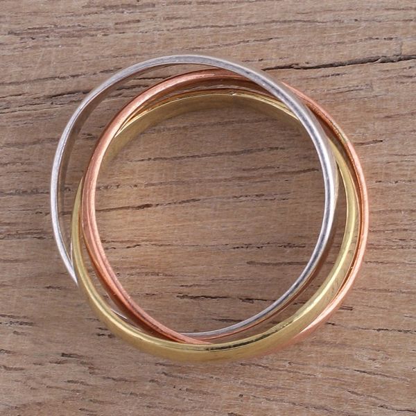Alternate image for Sterling Silver Copper and Brass Band Ring from India Classic Trio