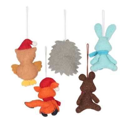 Alternate image for Woodland Animal Ornaments Set of 5 Animal Cheer