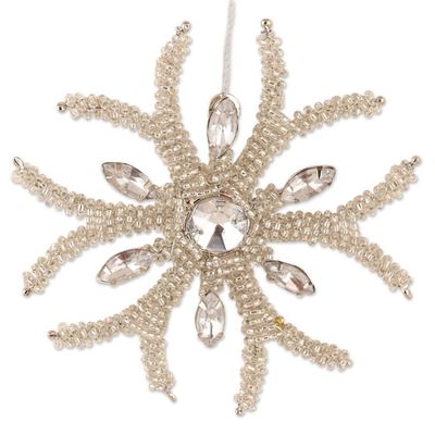 Alternate image for Handcrafted Beaded Snowflake Ornaments Set of 6 Sparkling Snowflakes