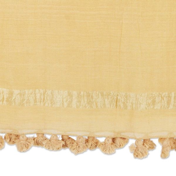Alternate image for Goldenrod-Toned Cotton and Silk Blend Shawl with Tassels Goldenrod Pleasure