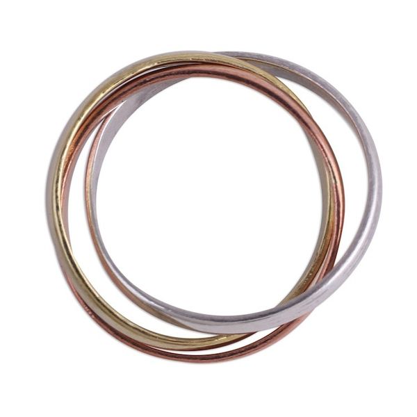 Alternate image for Sterling Silver Copper and Brass Band Ring from India Classic Trio