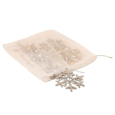 Alternate image for Handcrafted Beaded Snowflake Ornaments Set of 6 Sparkling Snowflakes