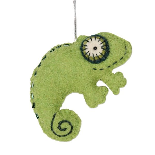 Alternate image for Set of 3 Wool Felt Lizard Ornaments Lizard Tales
