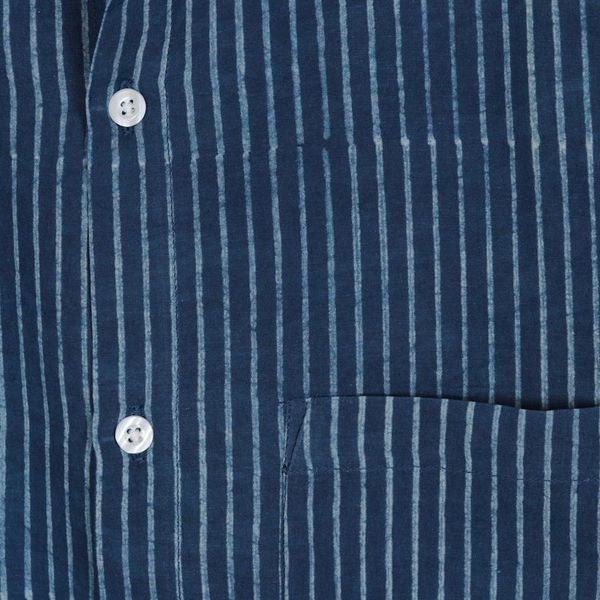 Alternate image for Mens Block-Printed Cotton Shirt Crafted in India Handsome Stripes