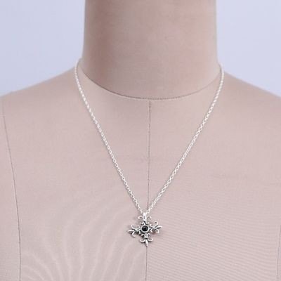 Alternate image for Polished Fleur-De-Lis Onyx Pendant Necklace from India Midnight Fleur-De-Lis