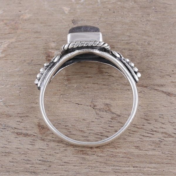Alternate image for Square Labradorite Cocktail Ring Crafted in India Misty Depths