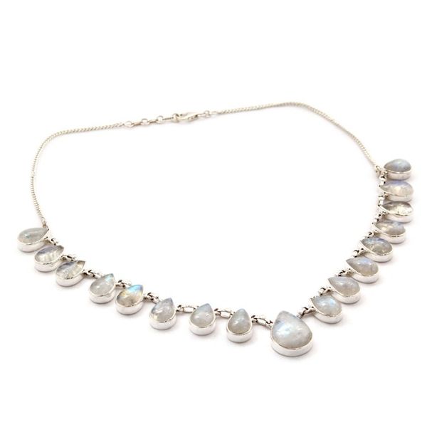 Alternate image for Hand Made Moonstone Jewelry Sterling Silver Necklace Luminous Light
