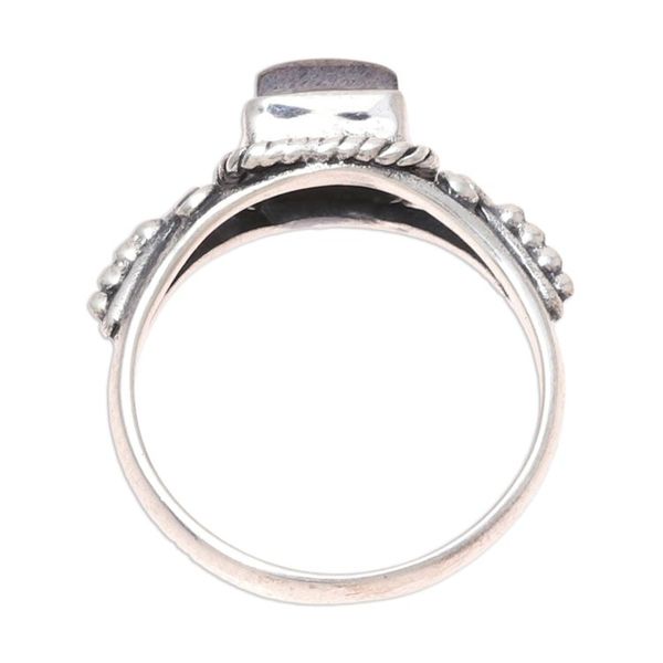 Alternate image for Square Labradorite Cocktail Ring Crafted in India Misty Depths
