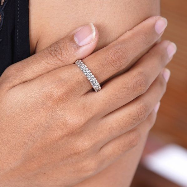 Alternate image for Floral Sterling Silver Band Ring Silver Garland