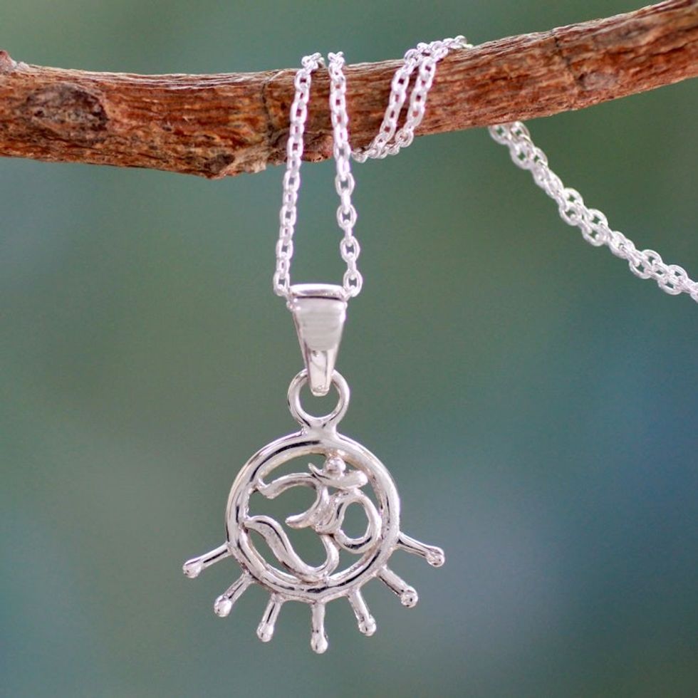 Handmade Sterling Silver Om Necklace 'Flames of Faith'