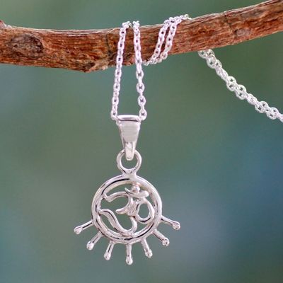Alternate image for Handmade Sterling Silver Om Necklace Flames of Faith