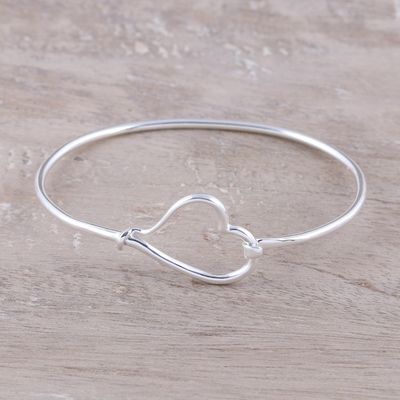 Alternate image for 925 Sterling Silver Heart Shaped Bangle Bracelet from India Celebration of Love