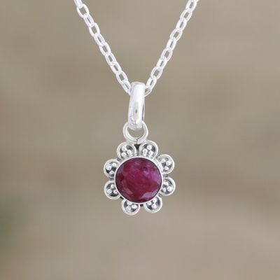 Alternate image for July Birthstone Ruby Necklace Gracious Flower