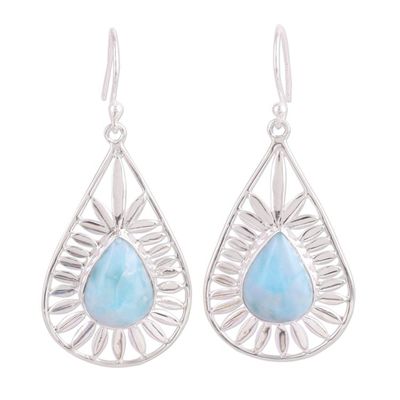 Alternate image for Teardrop Shaped Larimar Dangle Earrings from India Sky Corona