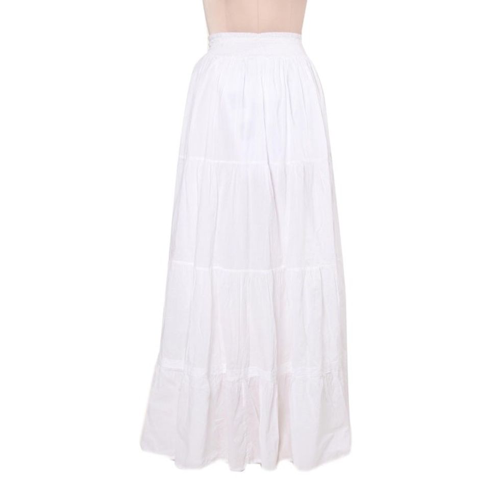 Embroidered White Cotton Skirt from India 'White Innocence'